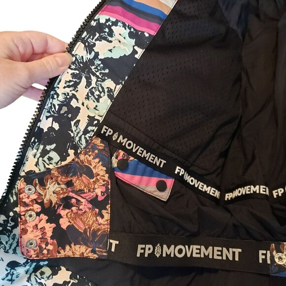 Free People Movement Bunny Slope Ski Jacket Colorful Stripe Floral Puffer Pink - Picture 10 of 16